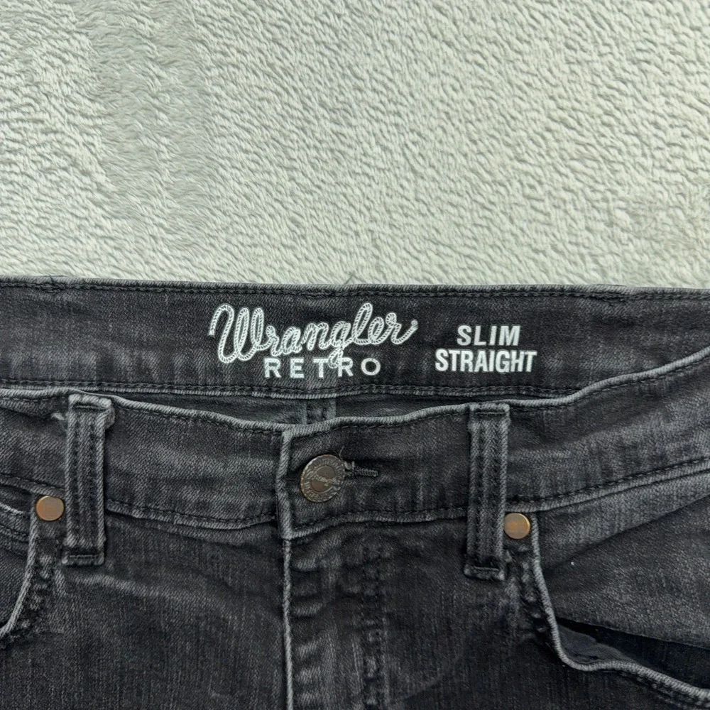 Wrangler Jeans Mens 32x30 Black Retro Slim Straight Stretch Denim Pants